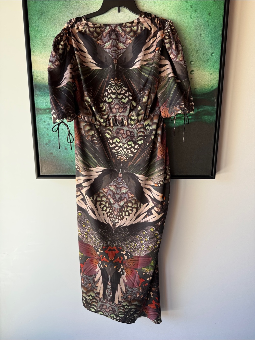 AllSaints Multicolor Printed Midi Dress with Black Base - Picture 5 of 9